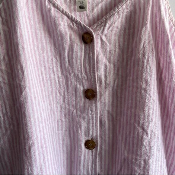 Women's Nordstrom BP Pink & White Striped Button Front Tank Top - Picture 3 of 8